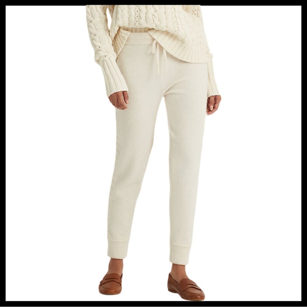 Polo Ralph Laurem Cotton/Wool Blend Women’s Knit Jogger Pant Cream